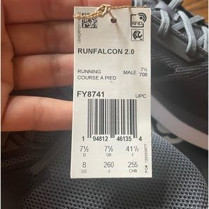 Men’s Adidas Runfalcon 2.0 Size:US8 Brand new never worn grey and black